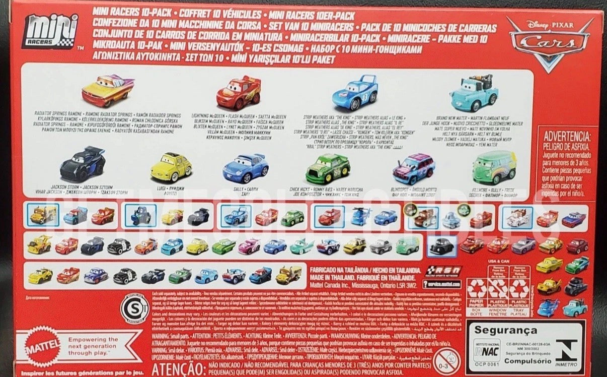 DISNEY PIXAR CARS MINI RACERS MATO IVY ERIN 10 PACK